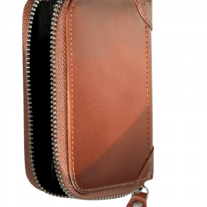 Braunes Leder-Portemonnaie mit Reißverschluss