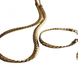 Schmuck-Set aus goldfarbener Kette & Armband