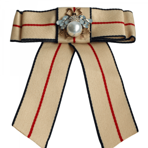 Beige Ansteckfliege mit Bienen-Perlenakzent