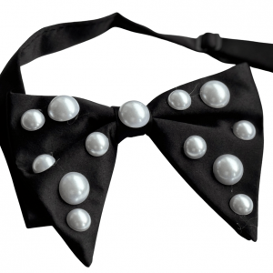 Elegante Fliege mit Perlenverzierung (schwarz)