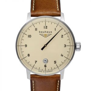 bauhaus Herrenuhr Quarz Monotimer mit Datum und Lederarmband