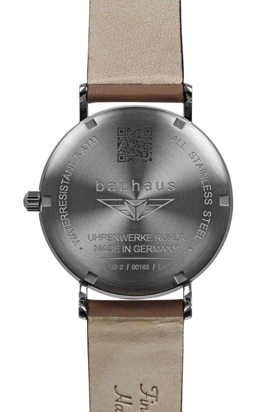 bauhaus Herrenuhr Quarz mit kleiner Sekunde und braunem Lederarmband – Bild 2