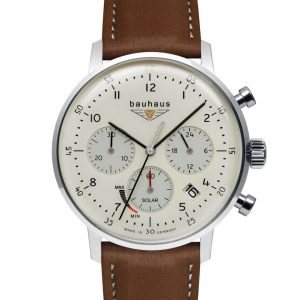 bauhaus Herrenuhr Solar Chronograph mit Lederarmband