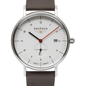 bauhaus Herrenuhr Quarz mit kleiner Sekunde und Datum mit Lederarmband