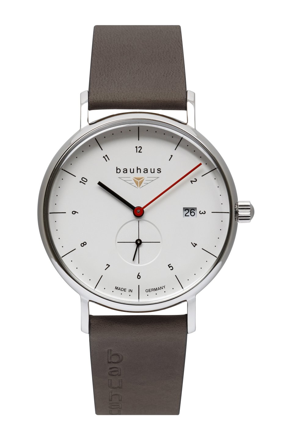 bauhaus Herrenuhr Quarz mit kleiner Sekunde und Datum mit Lederarmband