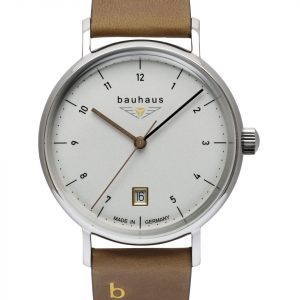 bauhaus Damenuhr Quarz mit Datum und Lederarmband