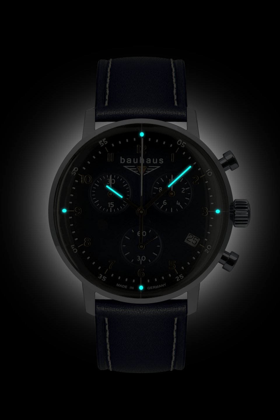 Bauhaus Herrenuhr Quarz Chronograph mit Lederarmband – Bild 2
