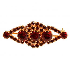 Goldfarbene Brosche mit Rubinroten Steinen