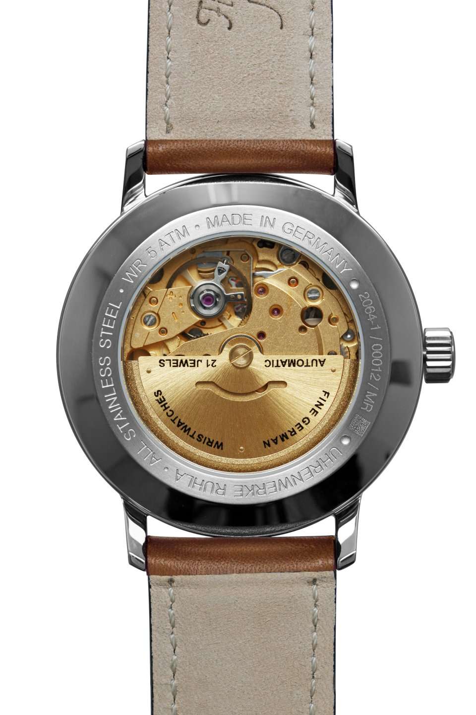 Bauhaus Herrenuhr Automatik mit Datum und Lederarmband – Bild 3