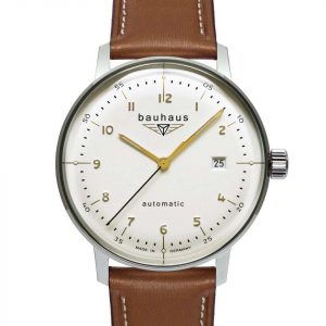 Bauhaus Herrenuhr Automatik mit Datum und Lederarmband