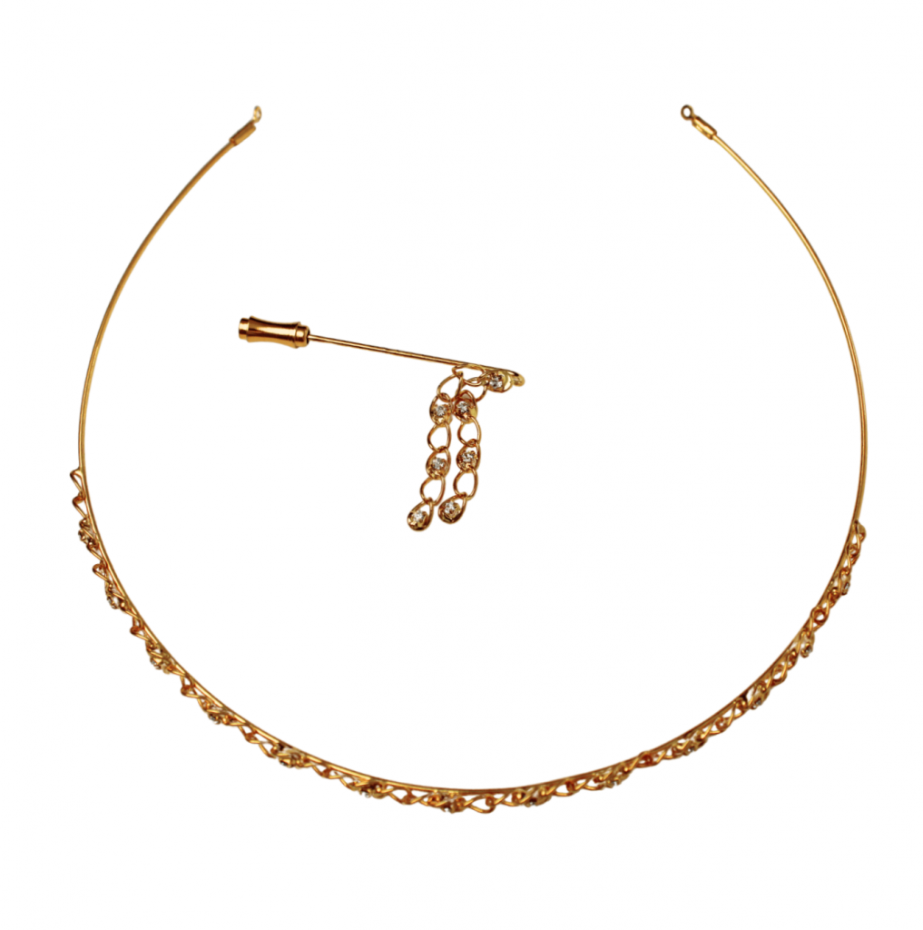 Brautschmuck-Set geflochten mit kleinen Strasssteinen