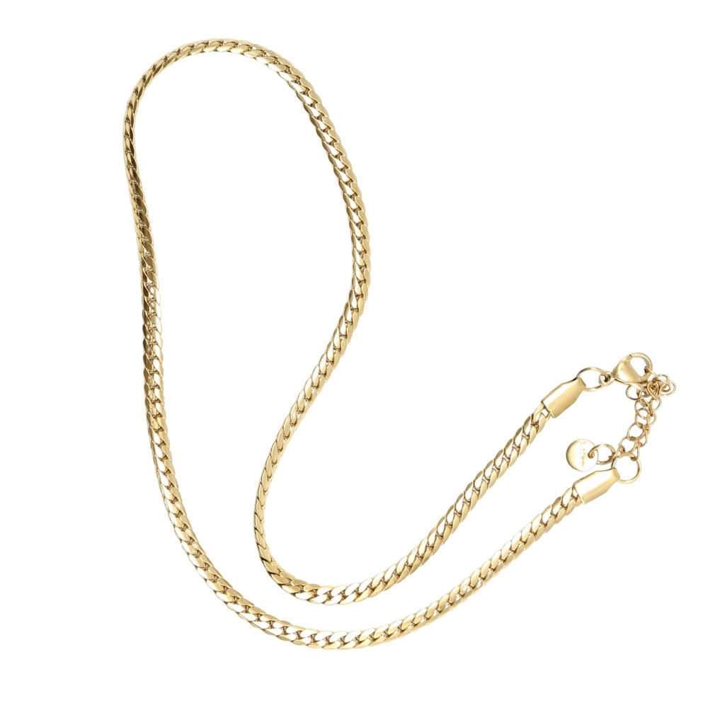 Cuban Chain Halskette goldfarben doppelseitig – Bild 2