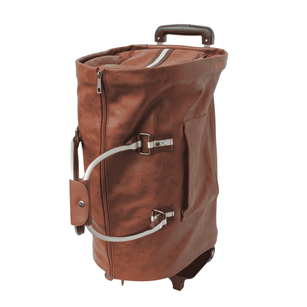 Vintage Rollkoffer Kleidersack Braun – Faltbare Anzugtasche mit Rollen & Schuhfach