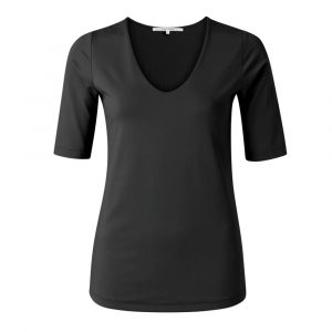 YAYA Basic-T-Shirt - V-Ausschnitt schwarz