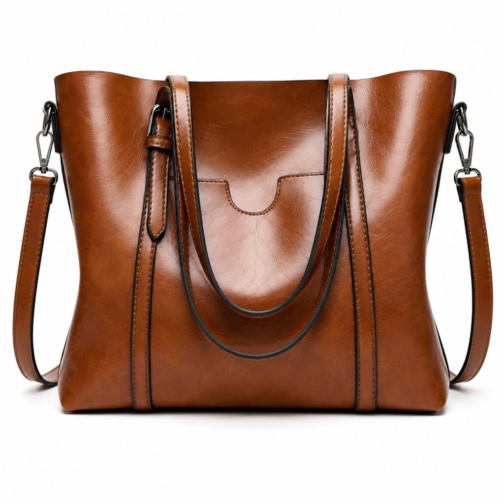 Vintage Damen Shopper – Braun mit Schulterriemen