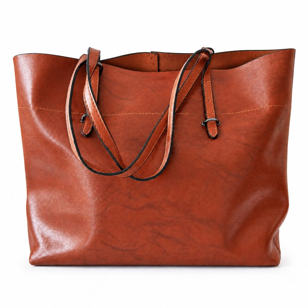 Vintage Leder-Shopper Braun – Damenhandtasche aus echtem Leder