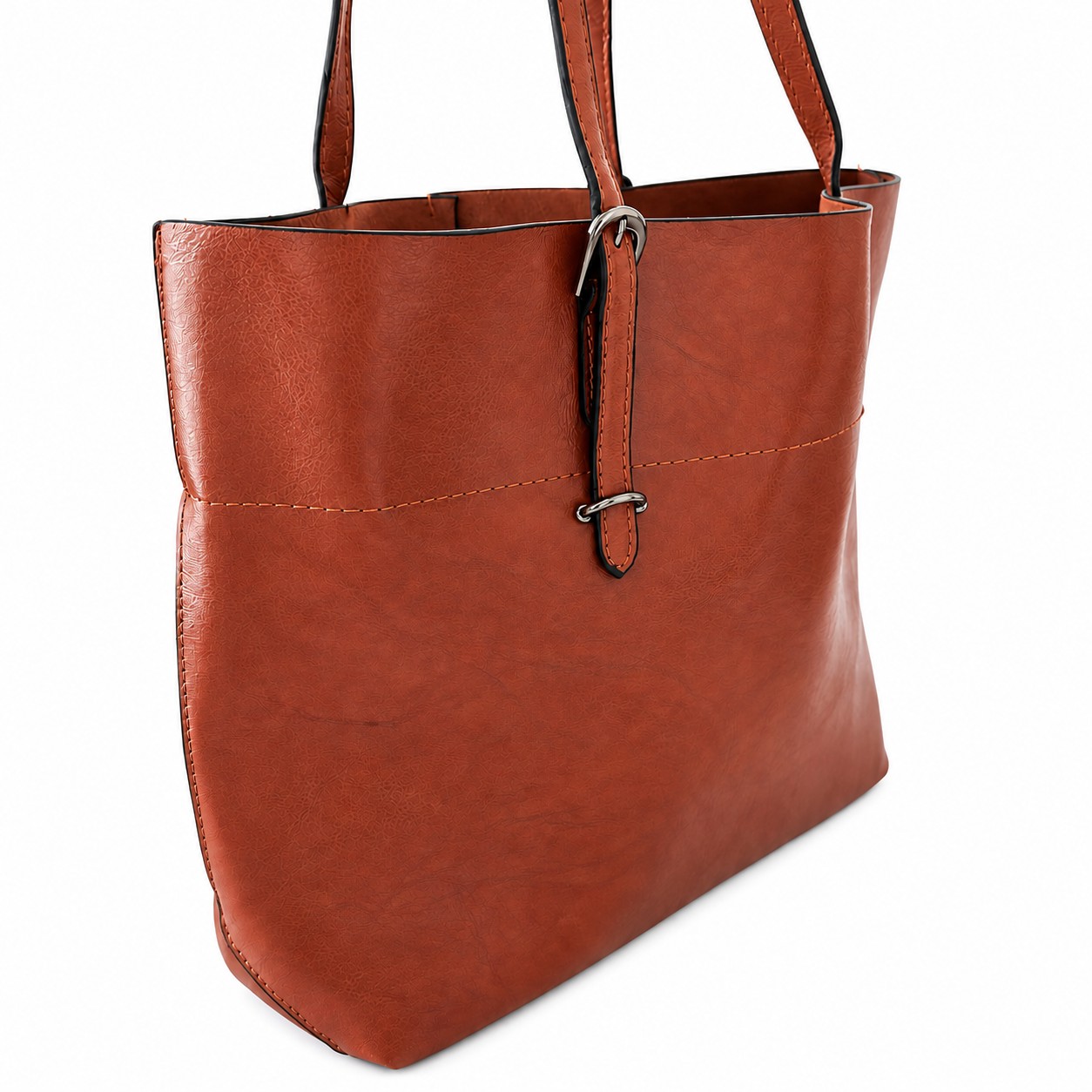 Vintage Leder-Shopper Braun – Damenhandtasche aus echtem Leder – Bild 2