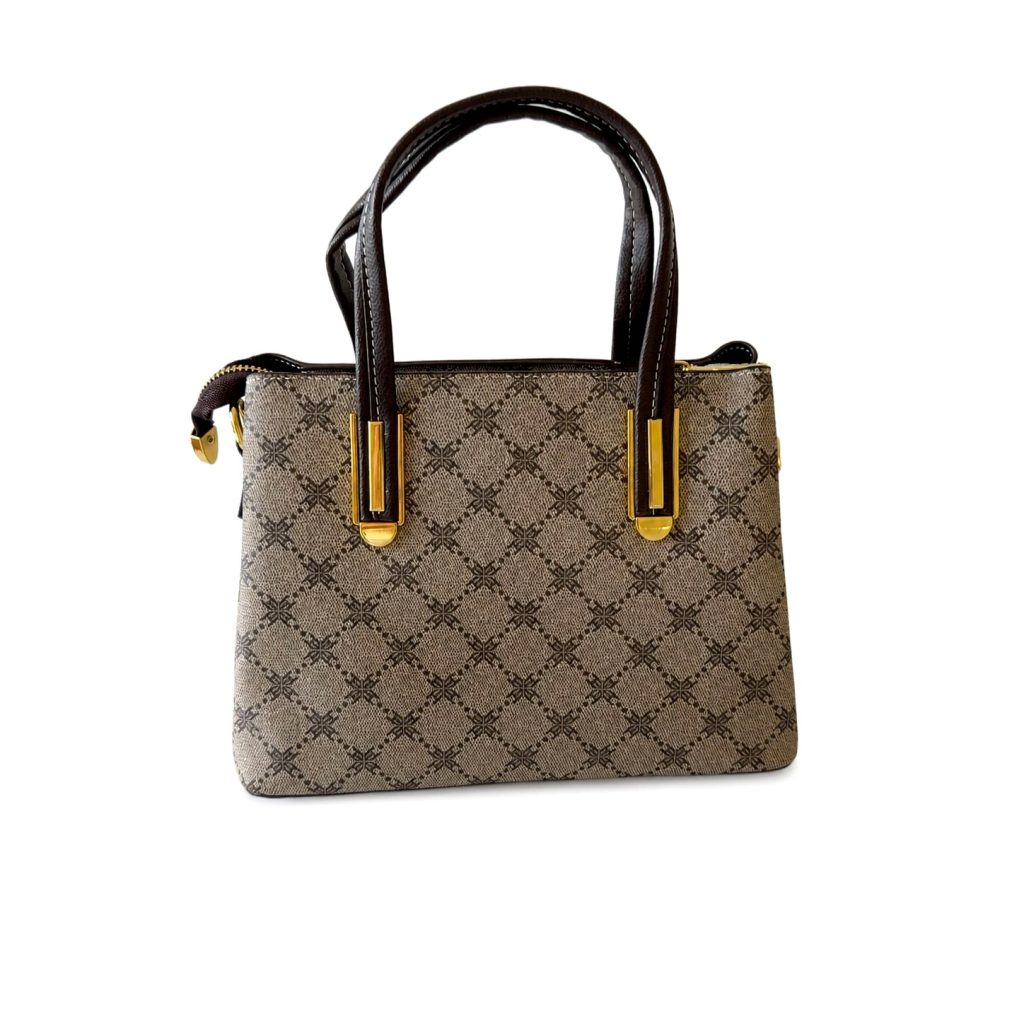 Elegante Damenhandtasche mit Muster in Beige & Braun