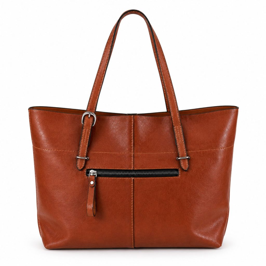 Vintage Leder-Shopper Braun – Damenhandtasche aus echtem Leder