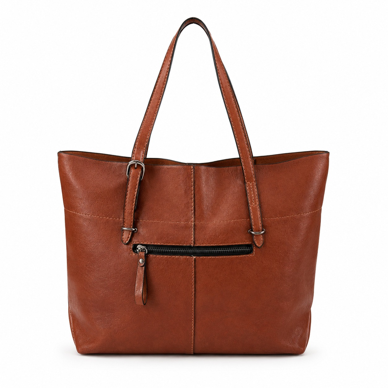 Vintage Leder-Shopper Braun – Damenhandtasche aus echtem Leder – Bild 5
